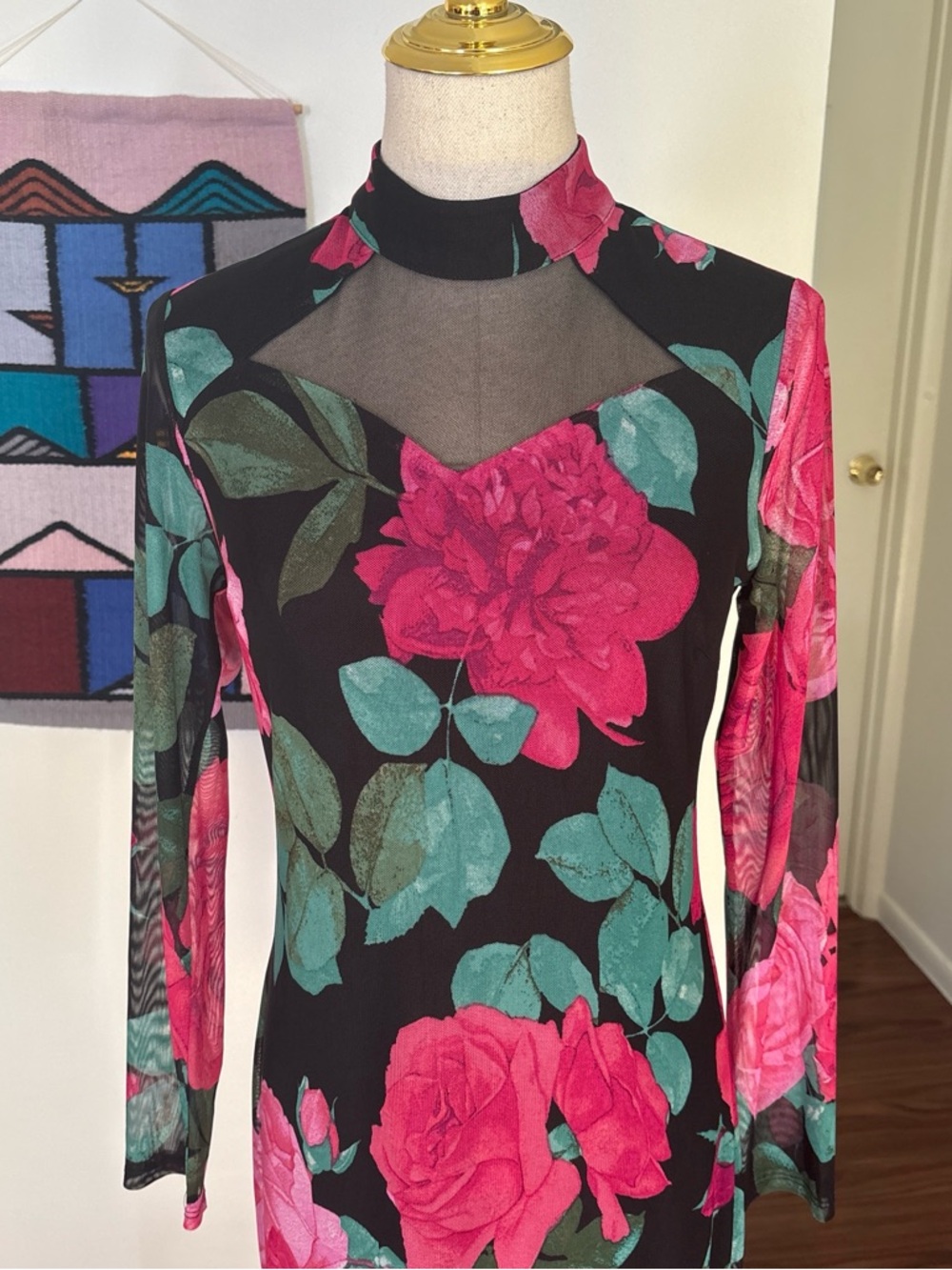 VTG Y2K Alexa B Nites Long Sleeve Mesh Dress with Whimsigoth Vibes